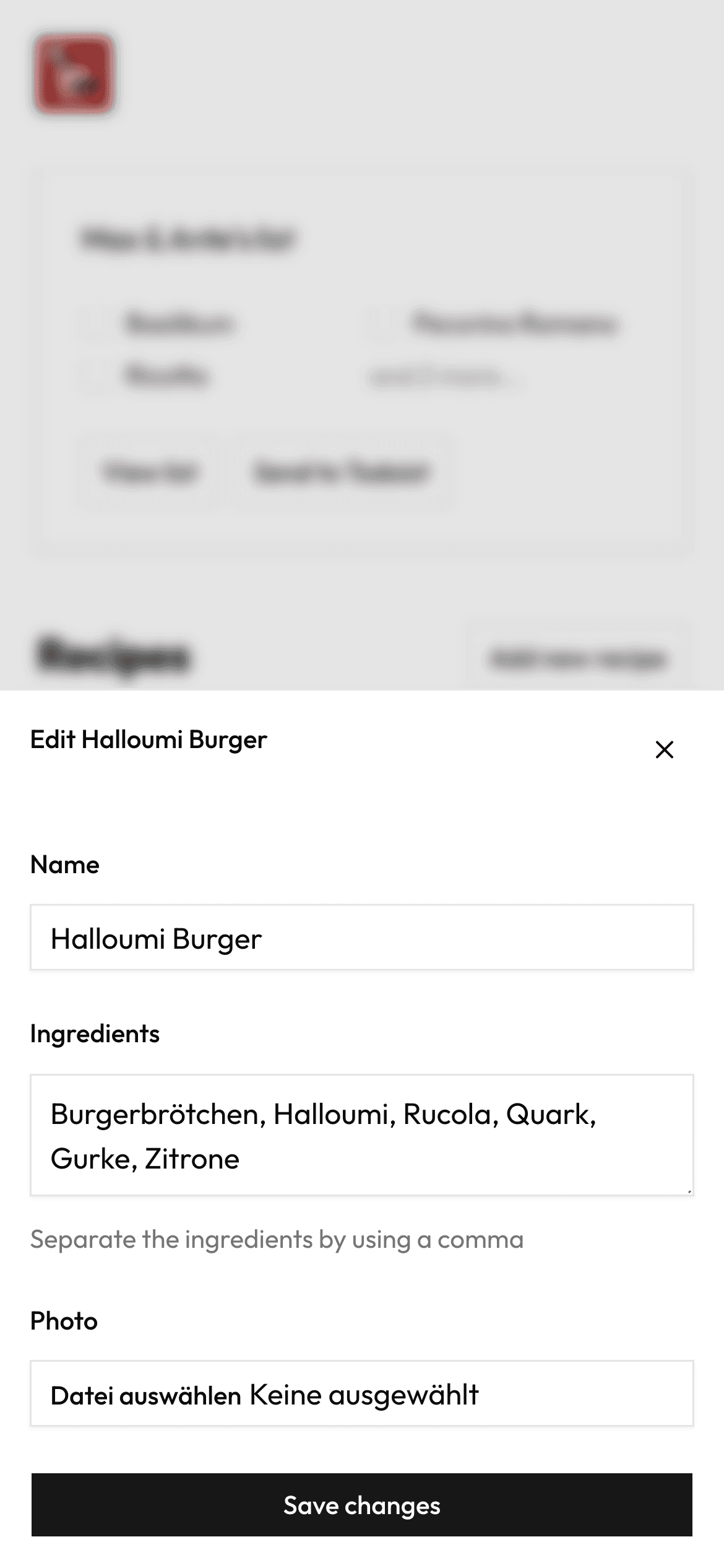 Chef's list screenshot