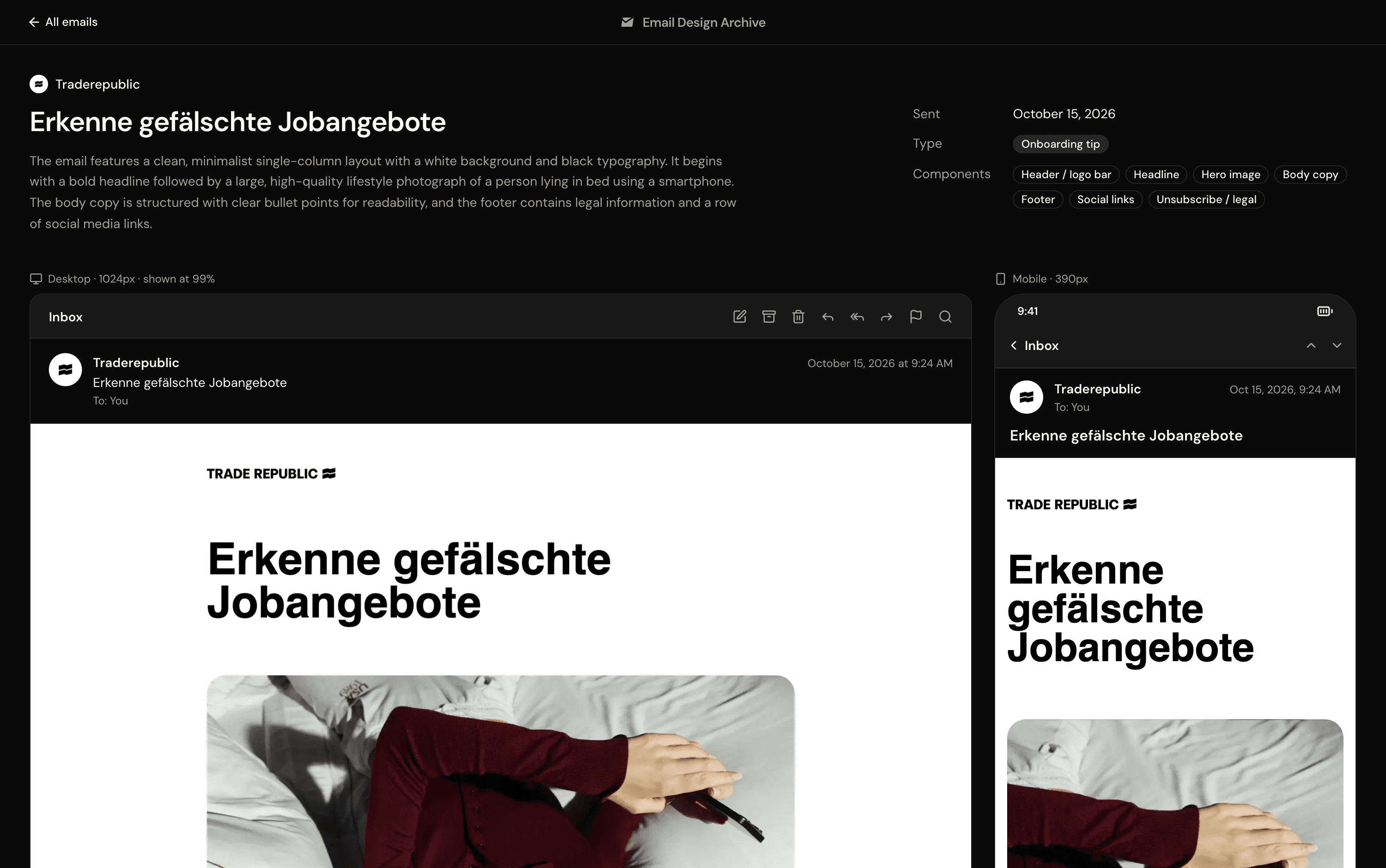 Email Design Archive screenshot