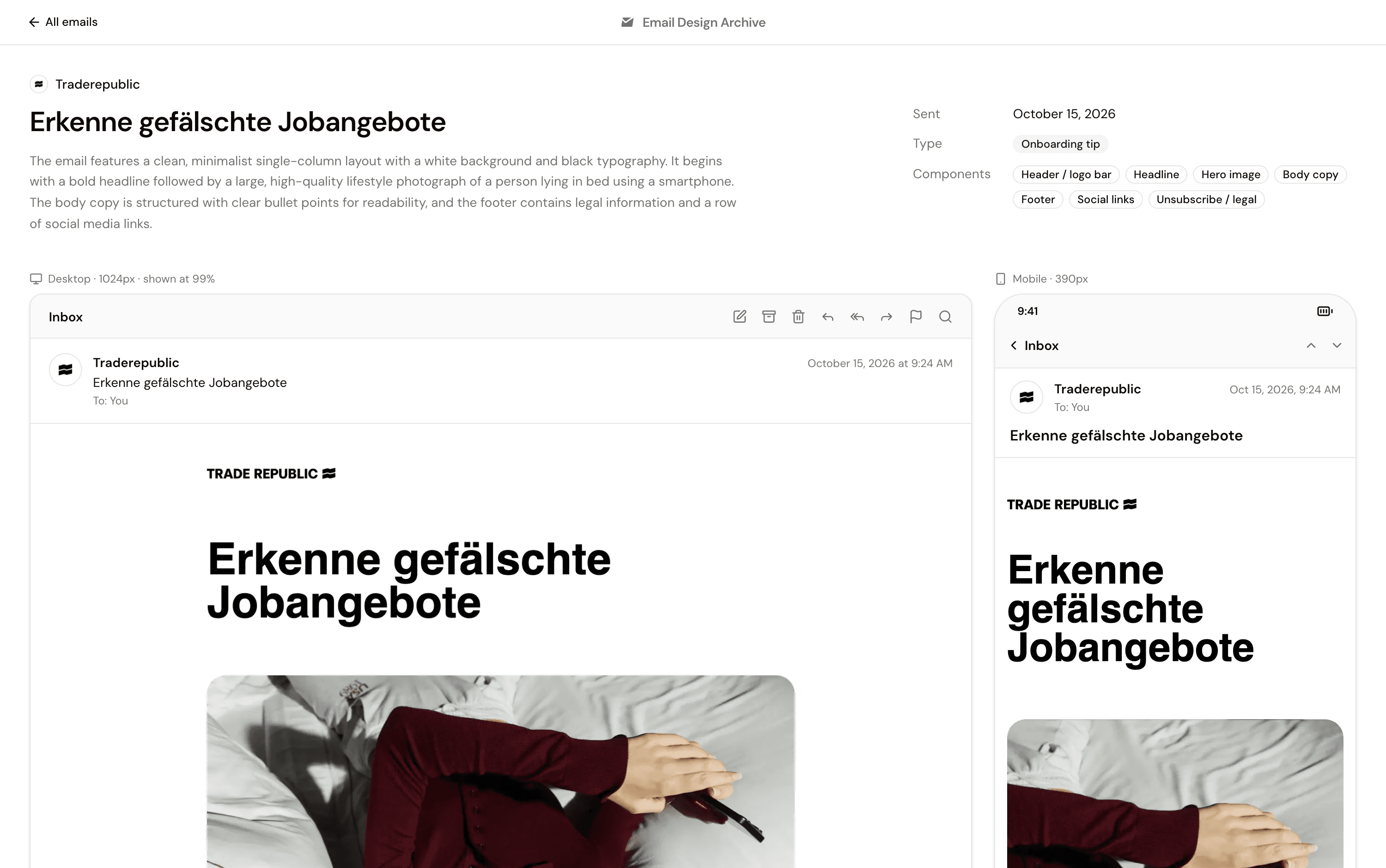 Email Design Archive screenshot