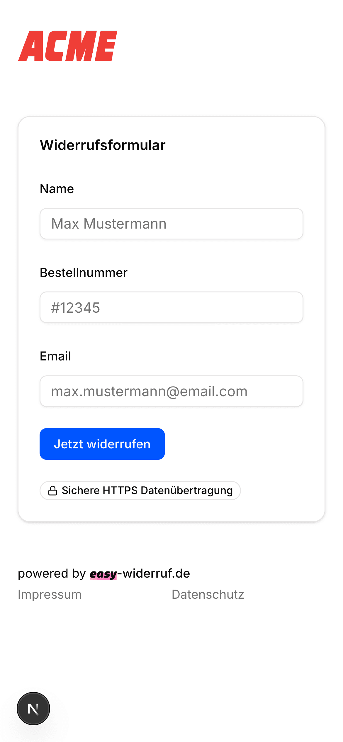 easy-widerruf.de screenshot