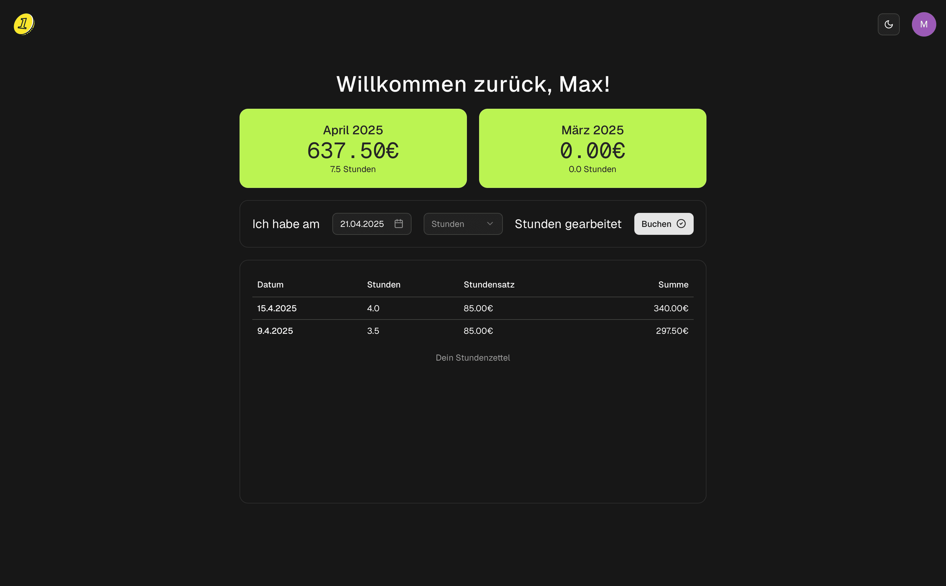 Dashboard screenshot